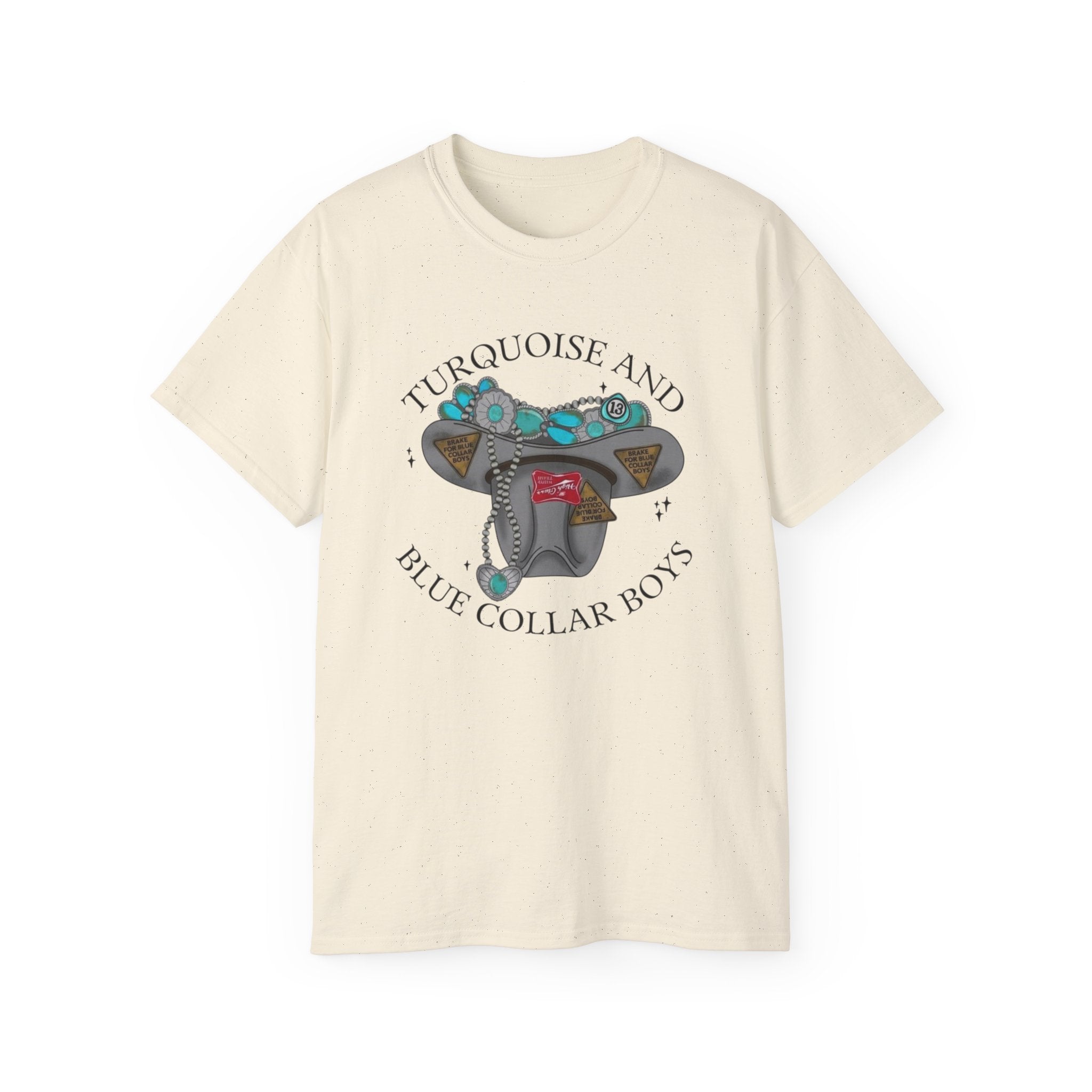 Turquoise and Blue Collar Boys Tee — Western Hat & Turquoise Jewelry Graphic Shirt