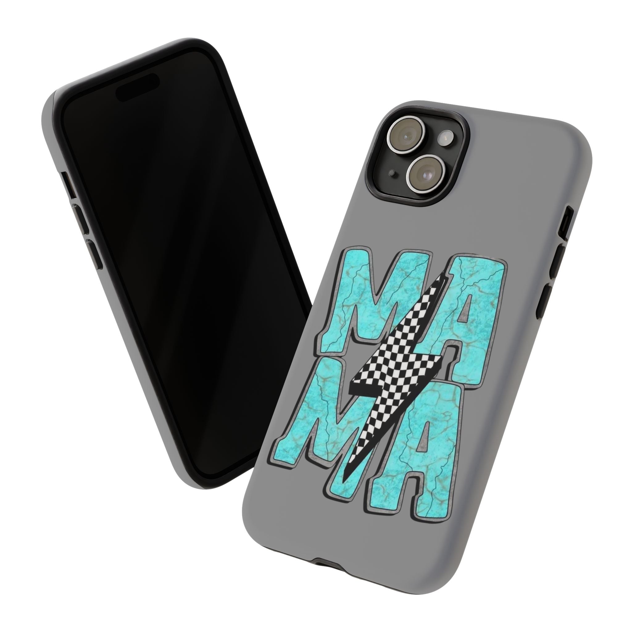 Mama Lightning Phone Case — Turquoise Marble MAMA Design, Protective iPhone Case for Moms