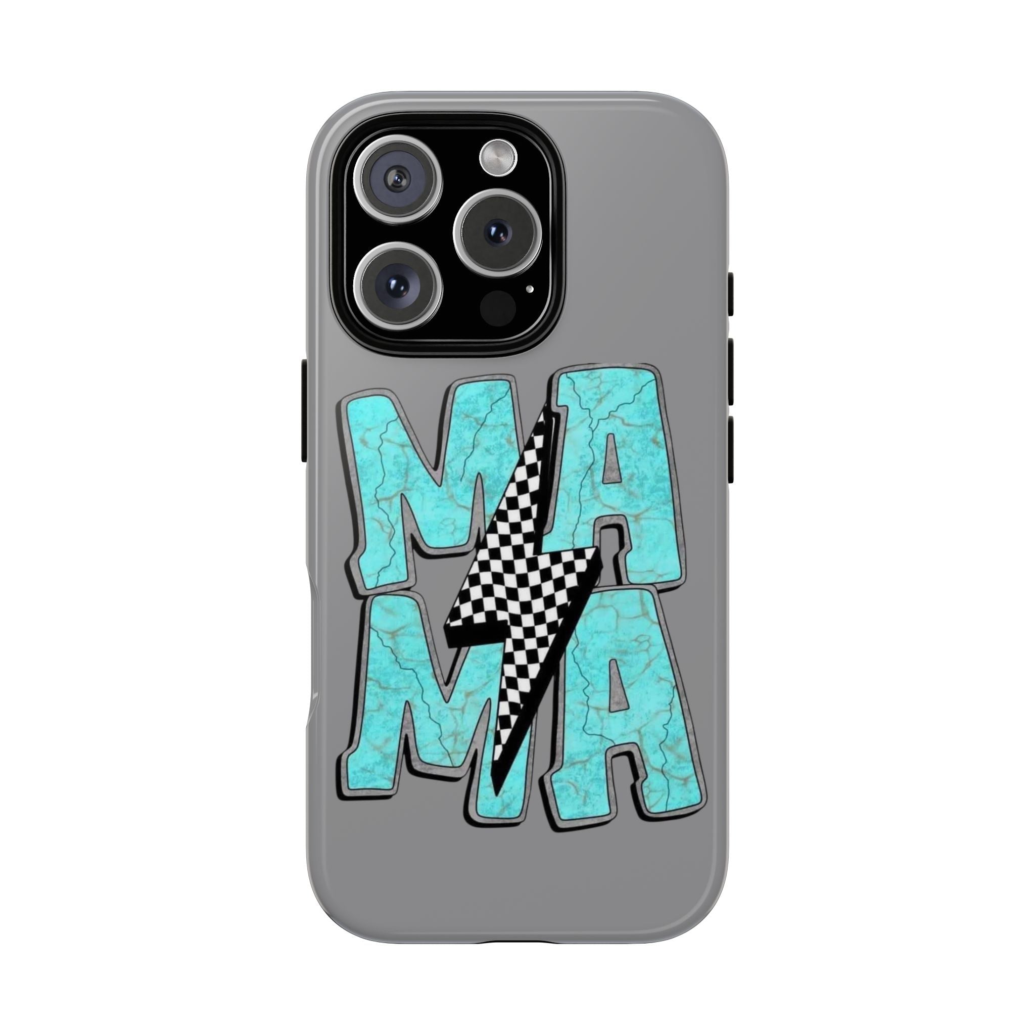 Mama Lightning Phone Case — Turquoise Marble MAMA Design, Protective iPhone Case for Moms