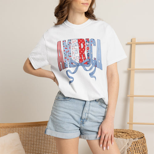 America Ribbon Graphic T-Shirt — Patriotic Fourth of July Tee