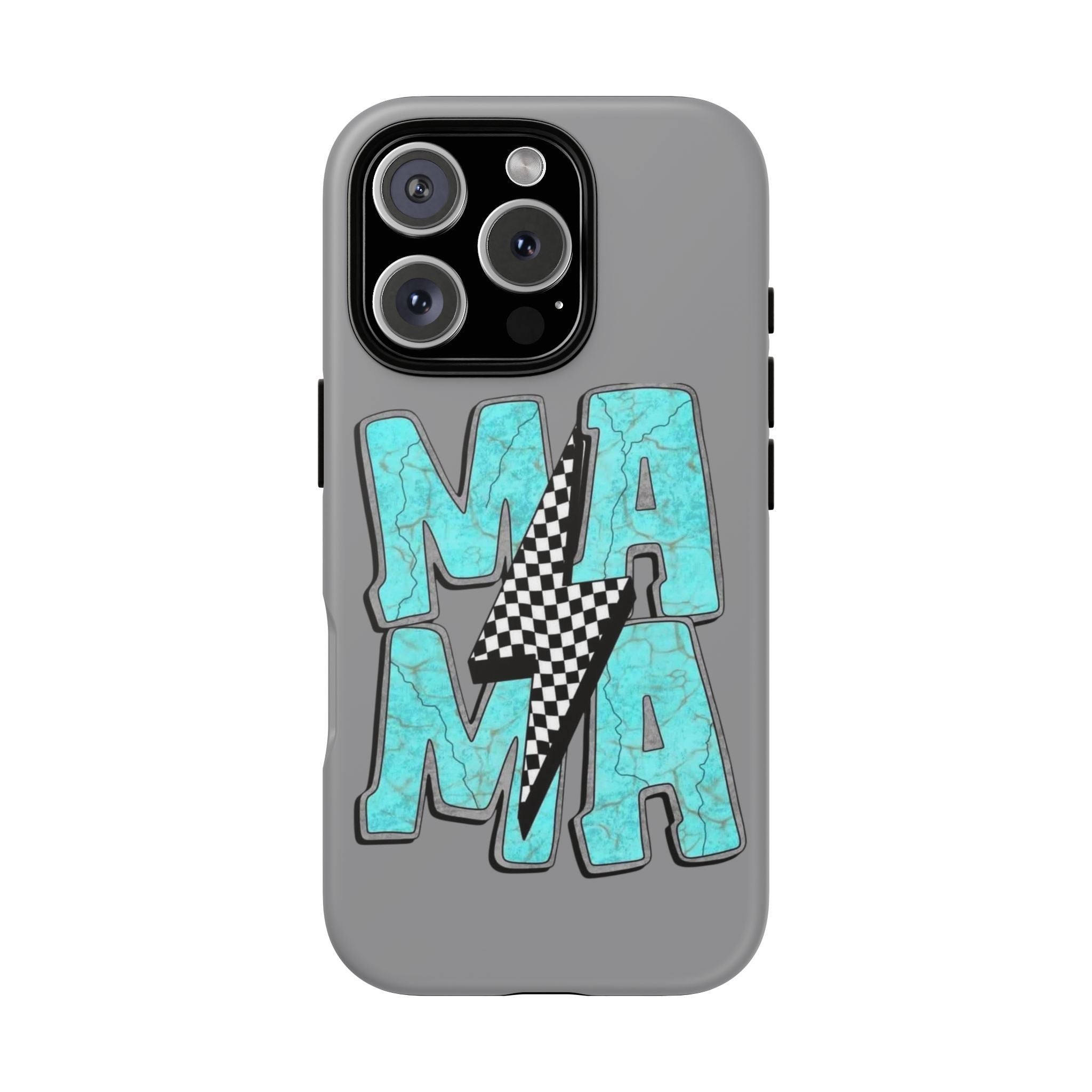 Mama Lightning Phone Case — Turquoise Marble MAMA Design, Protective iPhone Case for Moms