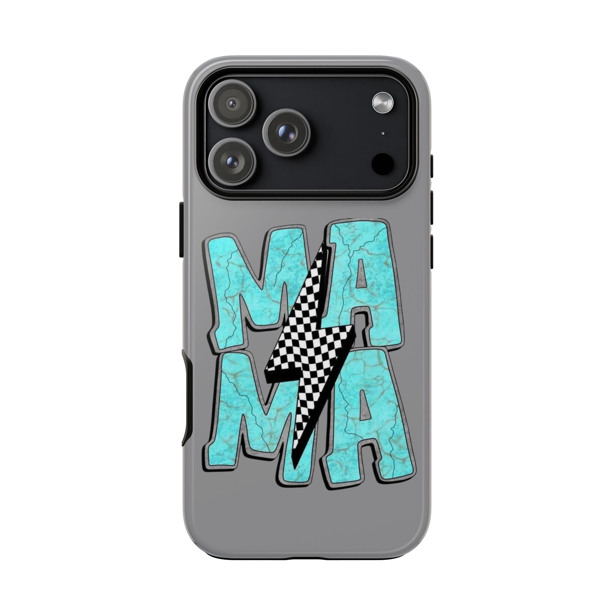 Mama Lightning Phone Case — Turquoise Marble MAMA Design, Protective iPhone Case for Moms