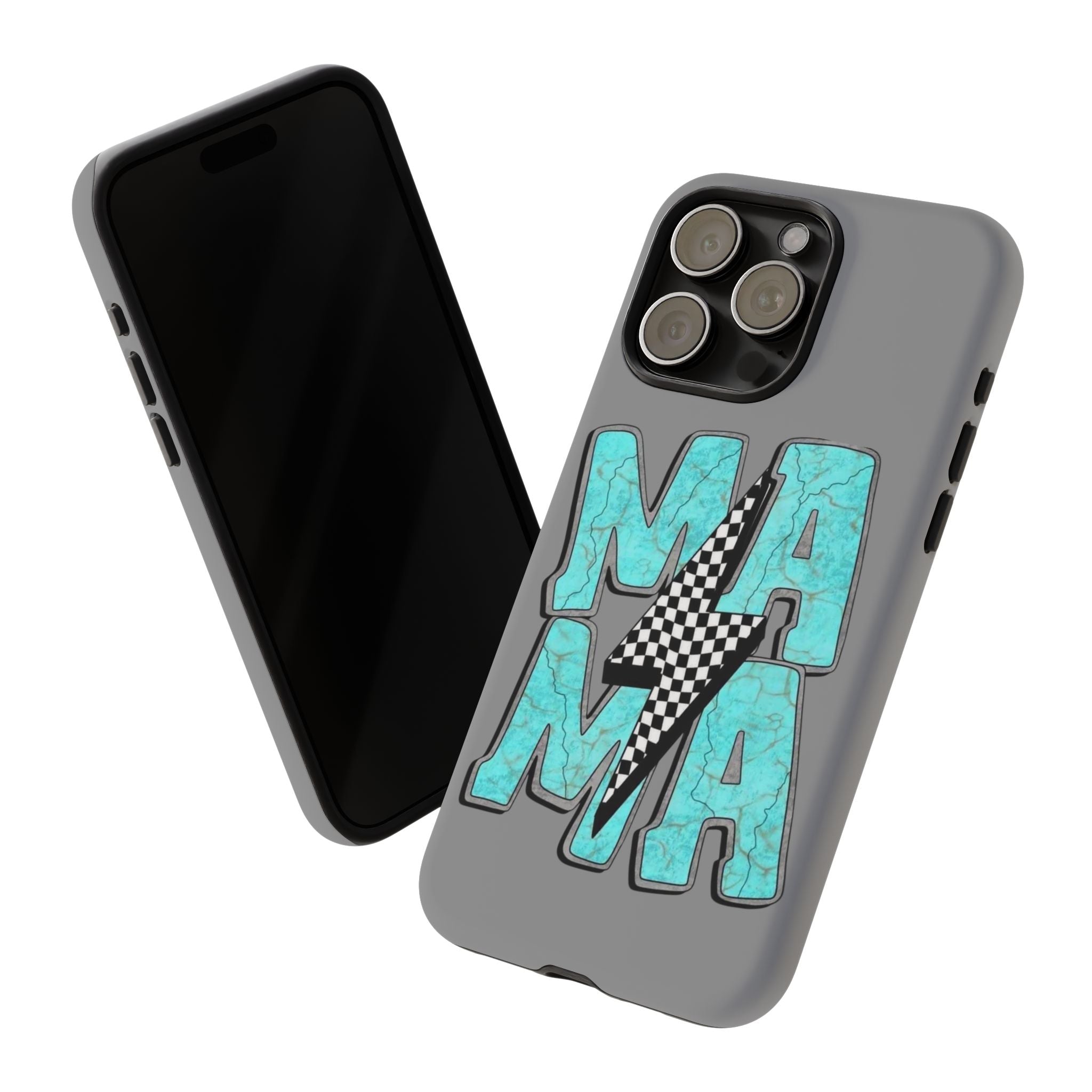 Mama Lightning Phone Case — Turquoise Marble MAMA Design, Protective iPhone Case for Moms