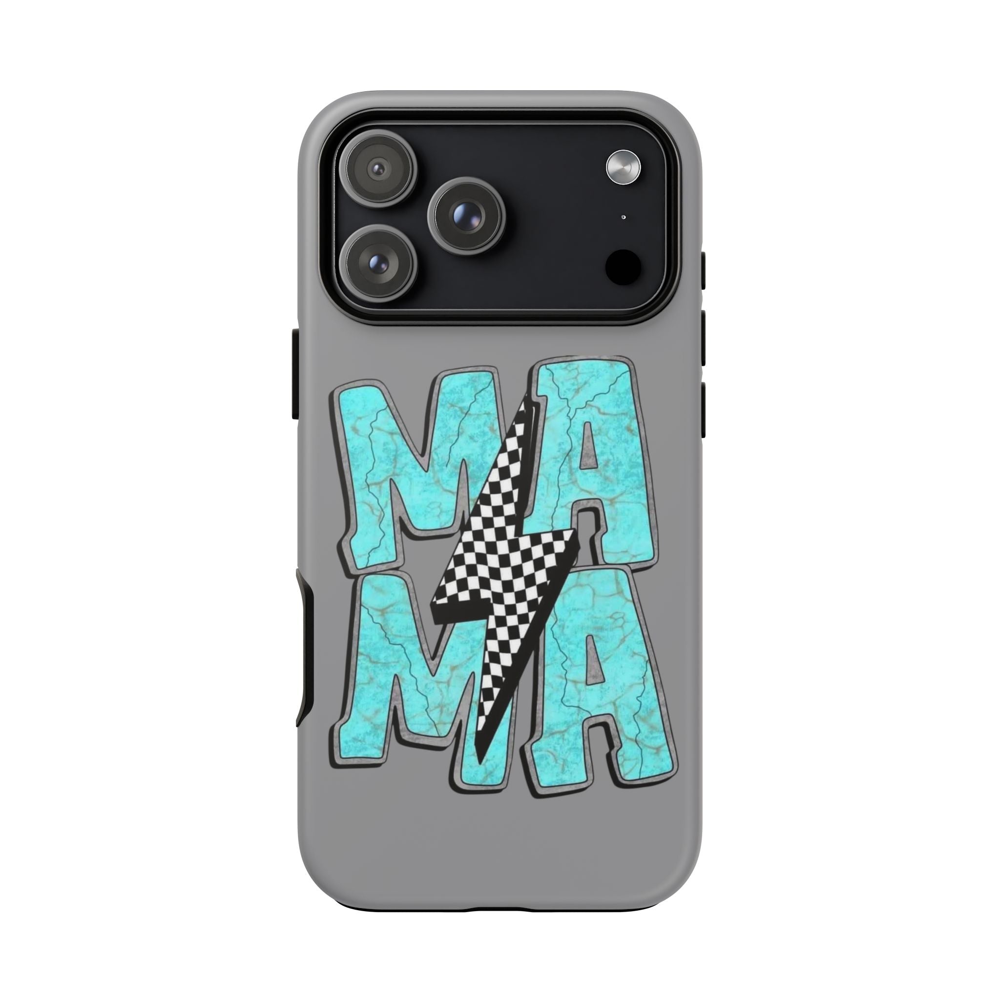Mama Lightning Phone Case — Turquoise Marble MAMA Design, Protective iPhone Case for Moms