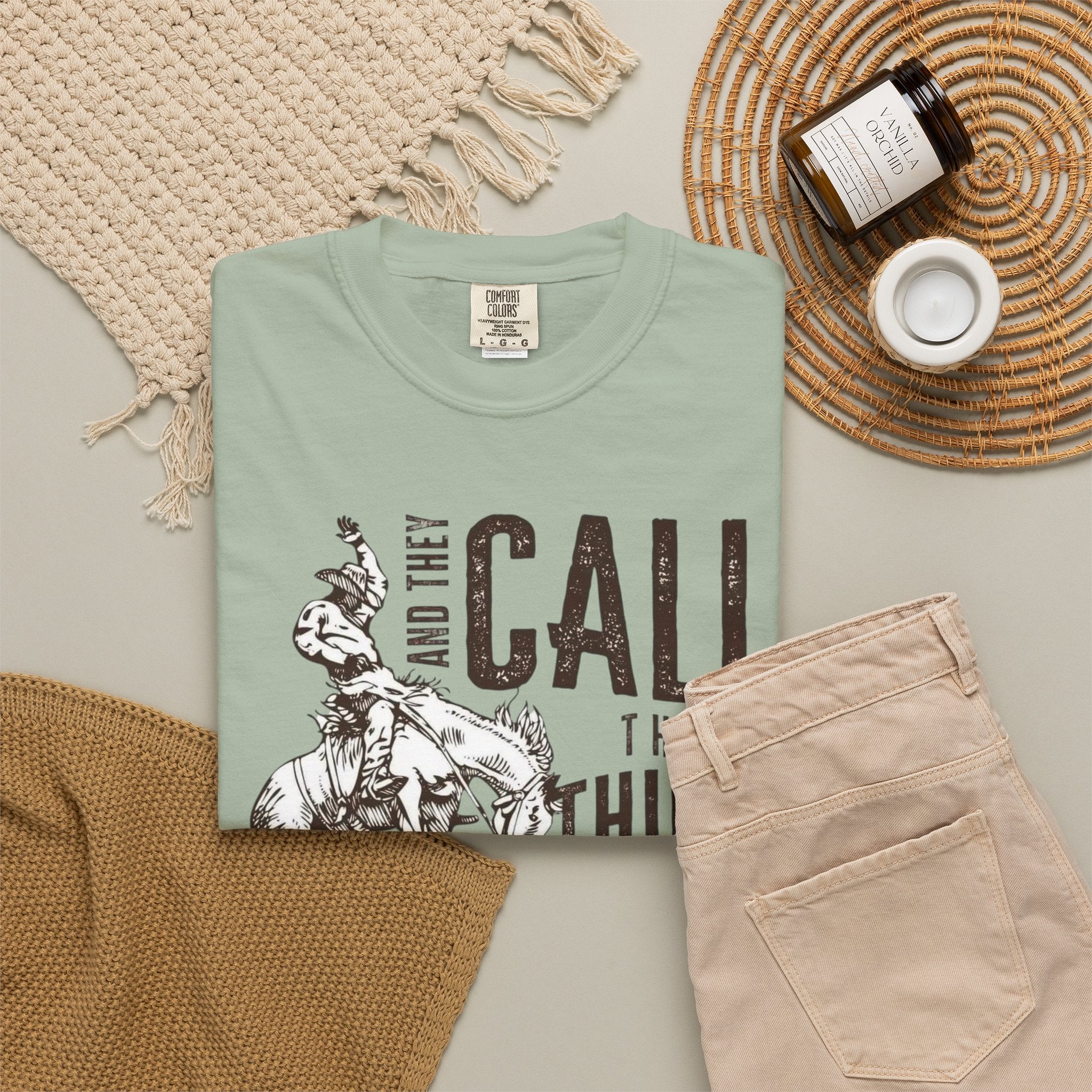 Rodeo Bucking Bull T-Shirt — "And They Call The Thing Rodeo" Western Graphic Tee