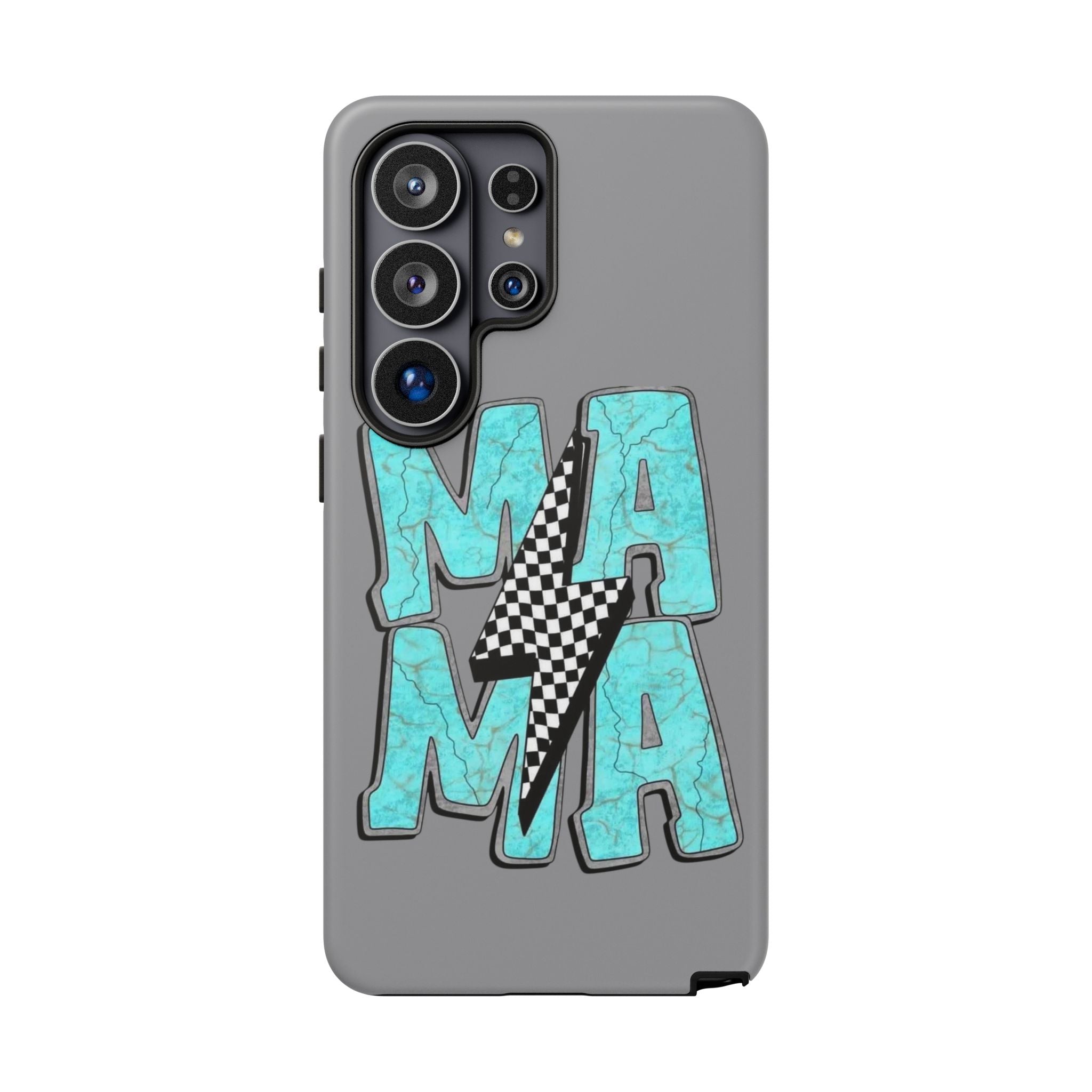 Mama Lightning Phone Case — Turquoise Marble MAMA Design, Protective iPhone Case for Moms