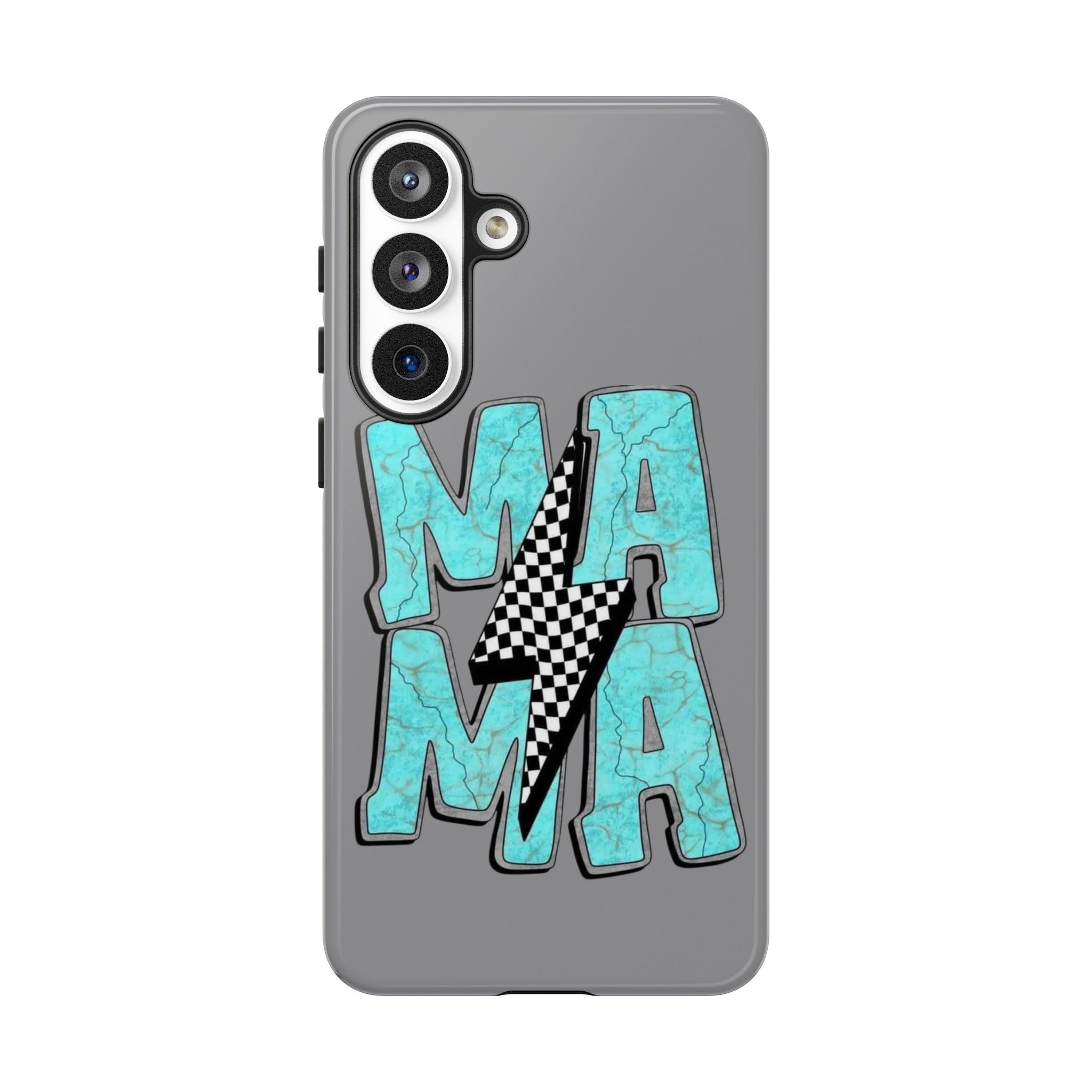 Mama Lightning Phone Case — Turquoise Marble MAMA Design, Protective iPhone Case for Moms