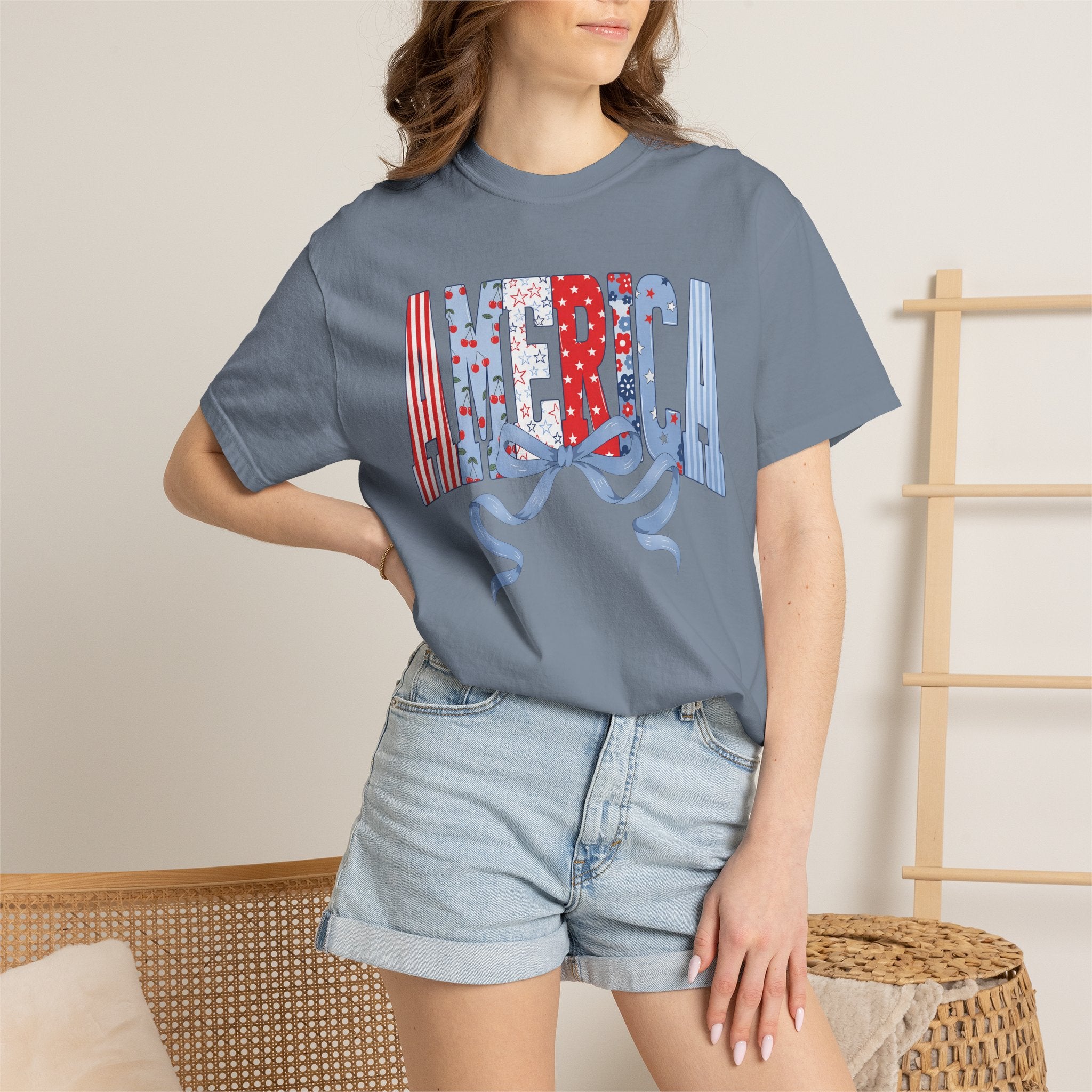 America Ribbon Graphic T-Shirt — Patriotic Fourth of July Tee