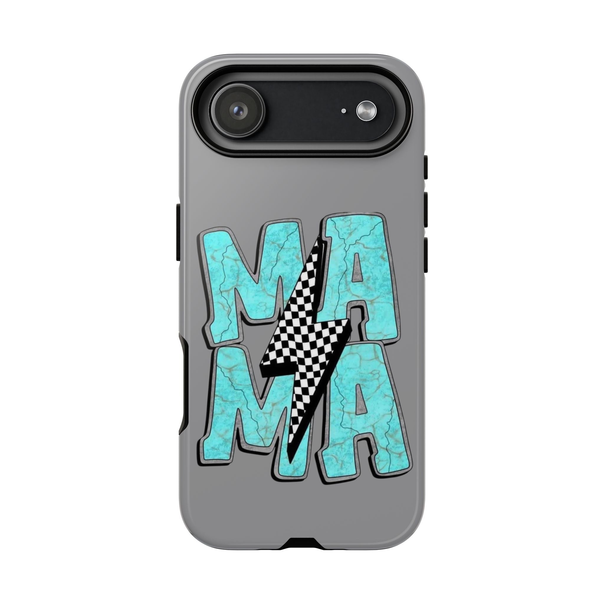 Mama Lightning Phone Case — Turquoise Marble MAMA Design, Protective iPhone Case for Moms