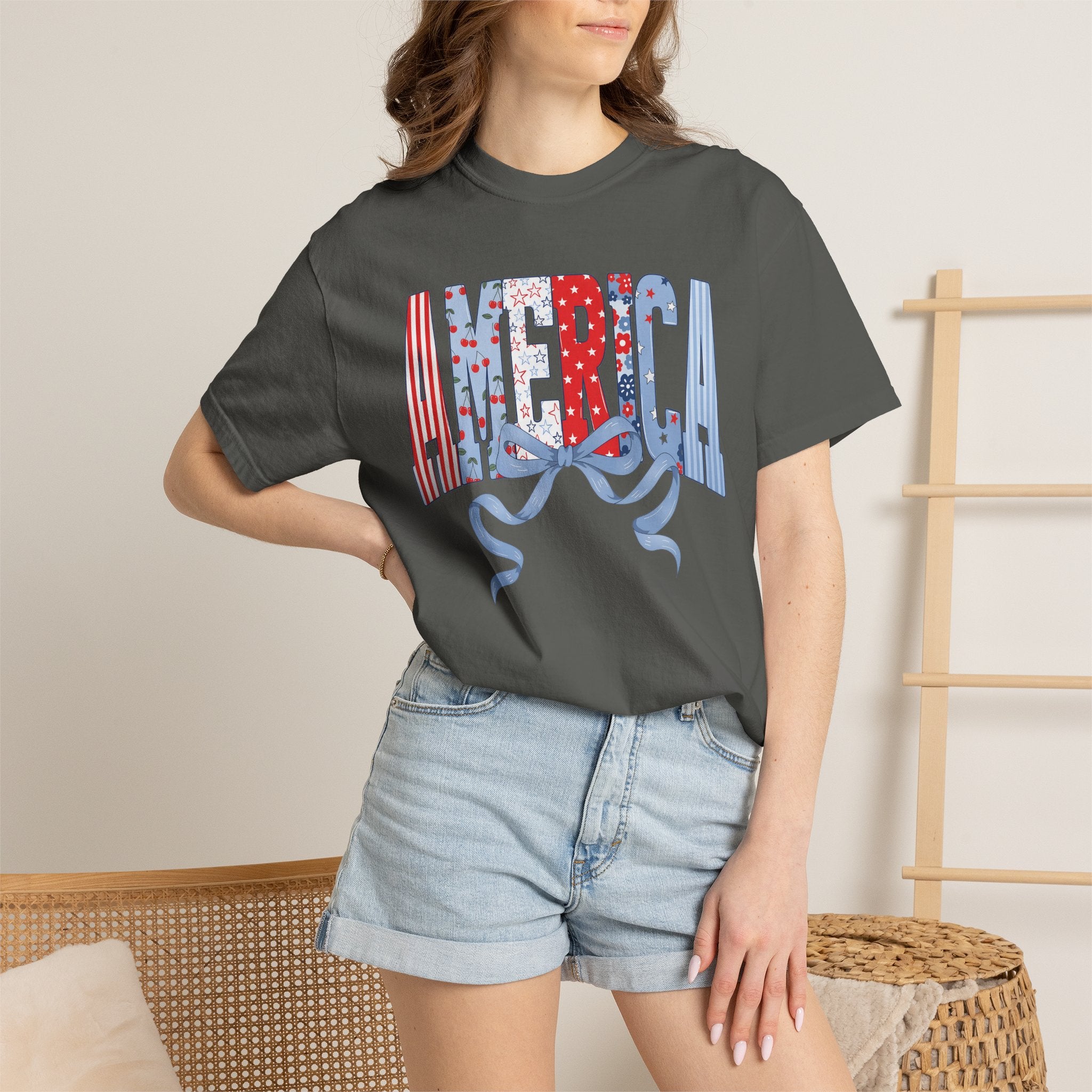 America Ribbon Graphic T-Shirt — Patriotic Fourth of July Tee