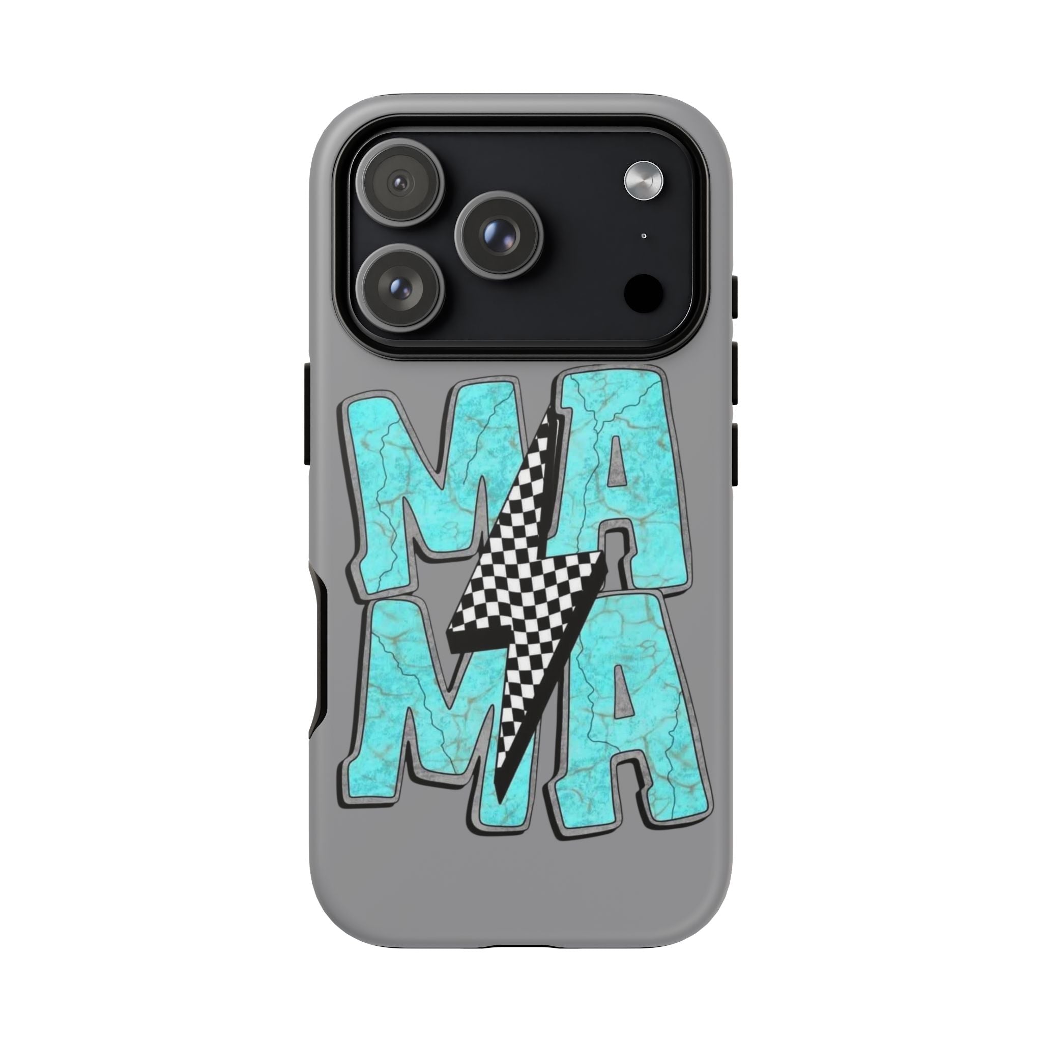 Mama Lightning Phone Case — Turquoise Marble MAMA Design, Protective iPhone Case for Moms