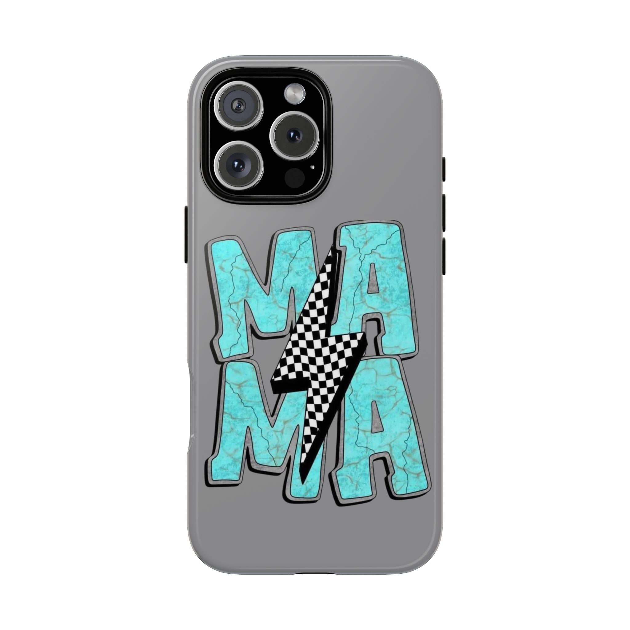 Mama Lightning Phone Case — Turquoise Marble MAMA Design, Protective iPhone Case for Moms
