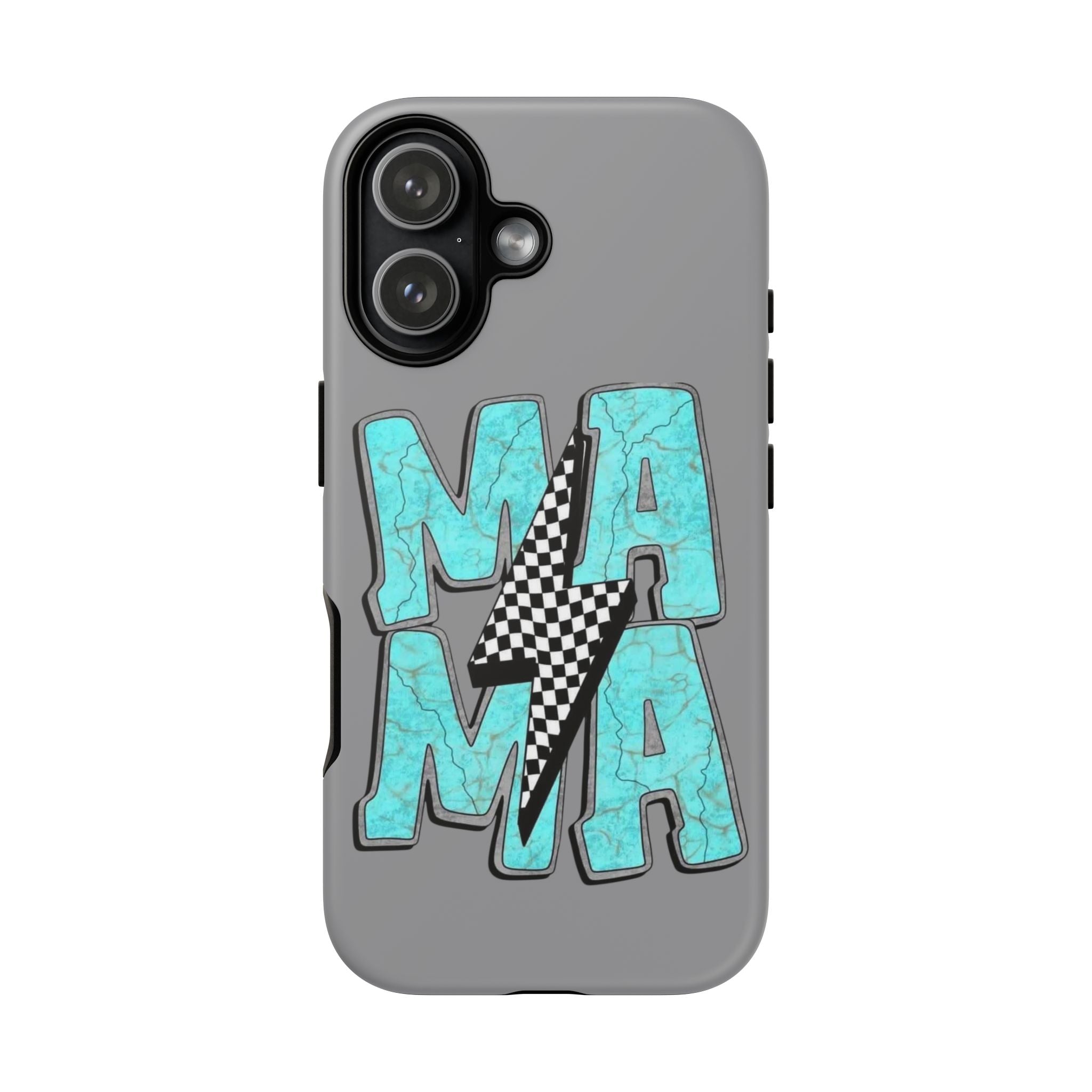 Mama Lightning Phone Case — Turquoise Marble MAMA Design, Protective iPhone Case for Moms