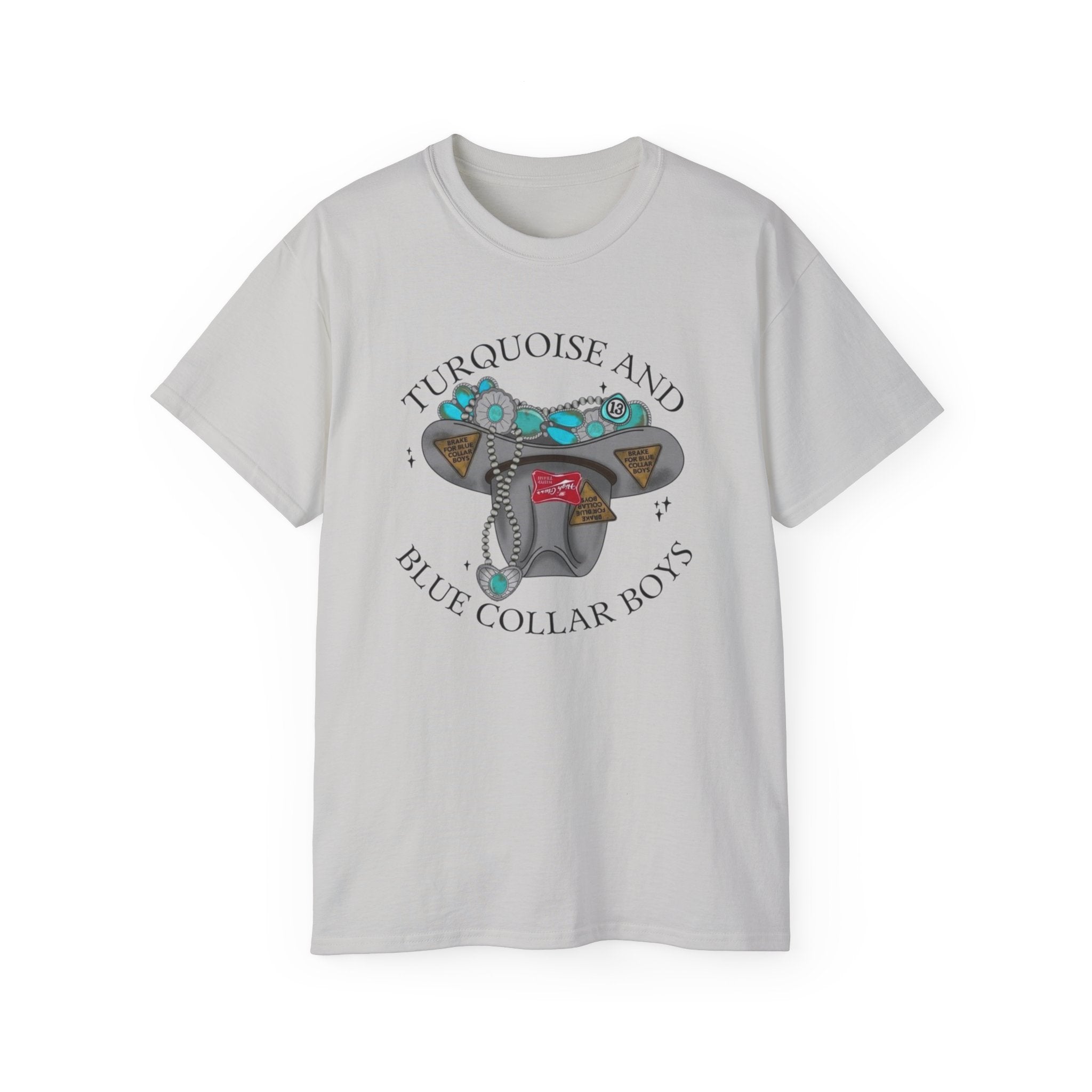 Turquoise and Blue Collar Boys Tee — Western Hat & Turquoise Jewelry Graphic Shirt