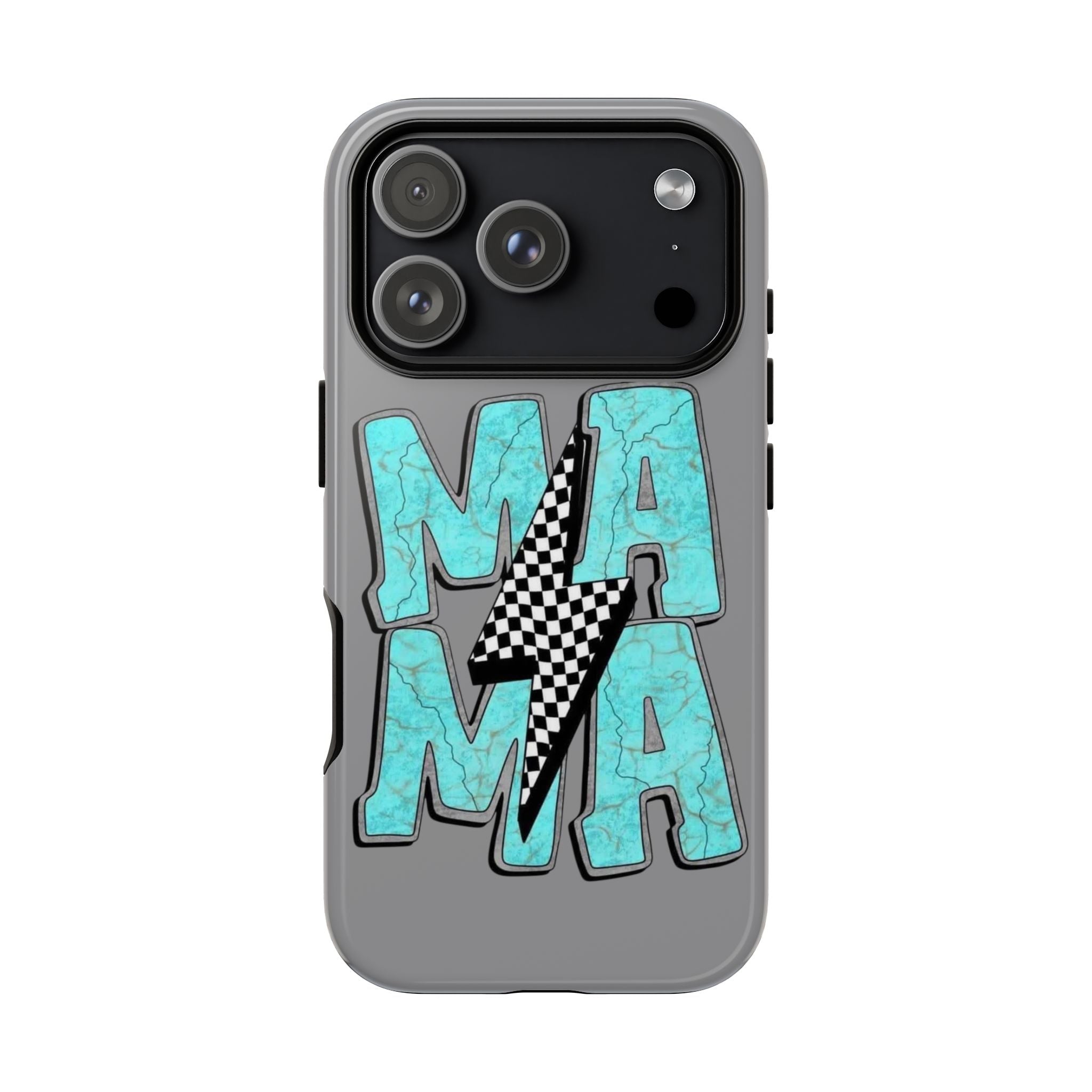 Mama Lightning Phone Case — Turquoise Marble MAMA Design, Protective iPhone Case for Moms