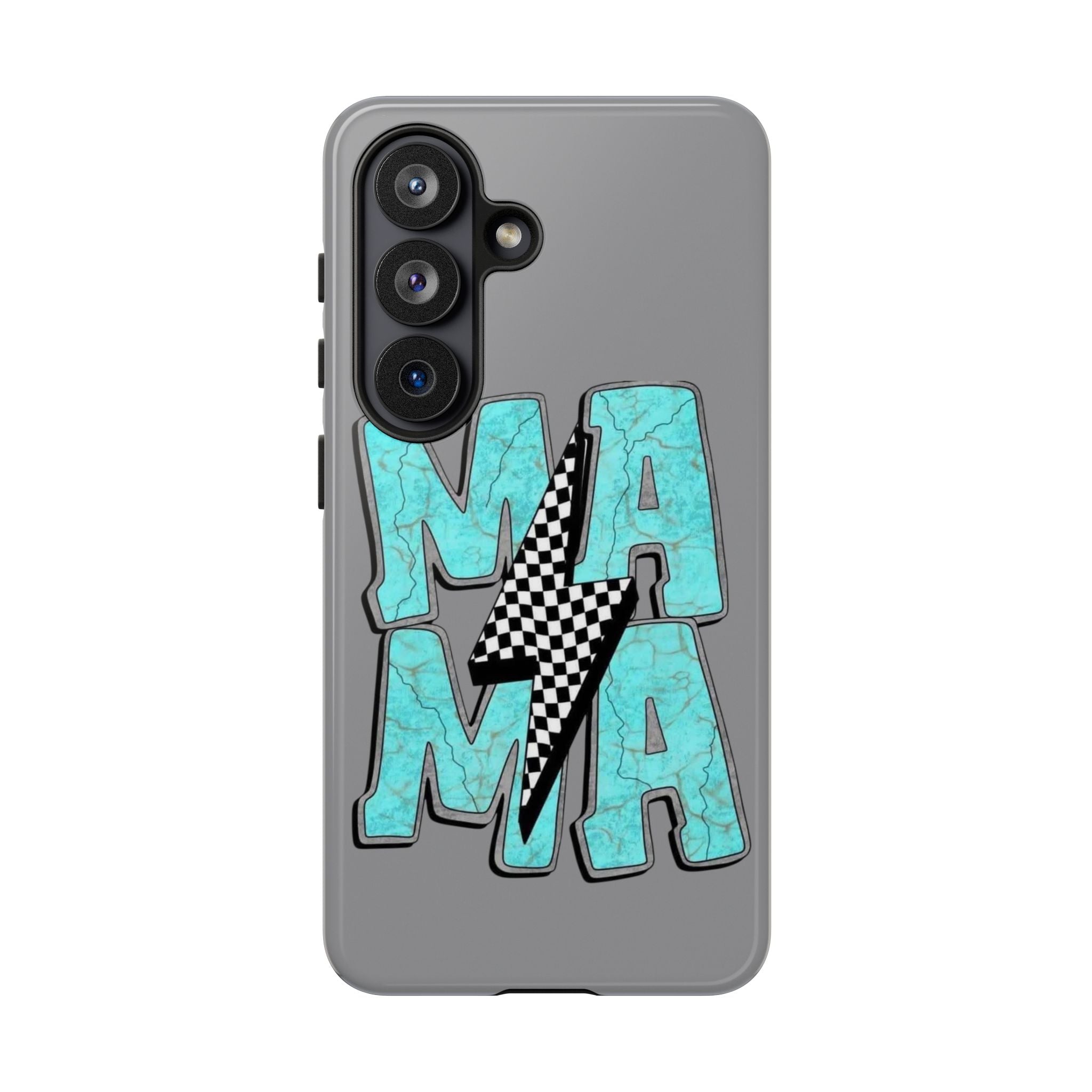 Mama Lightning Phone Case — Turquoise Marble MAMA Design, Protective iPhone Case for Moms
