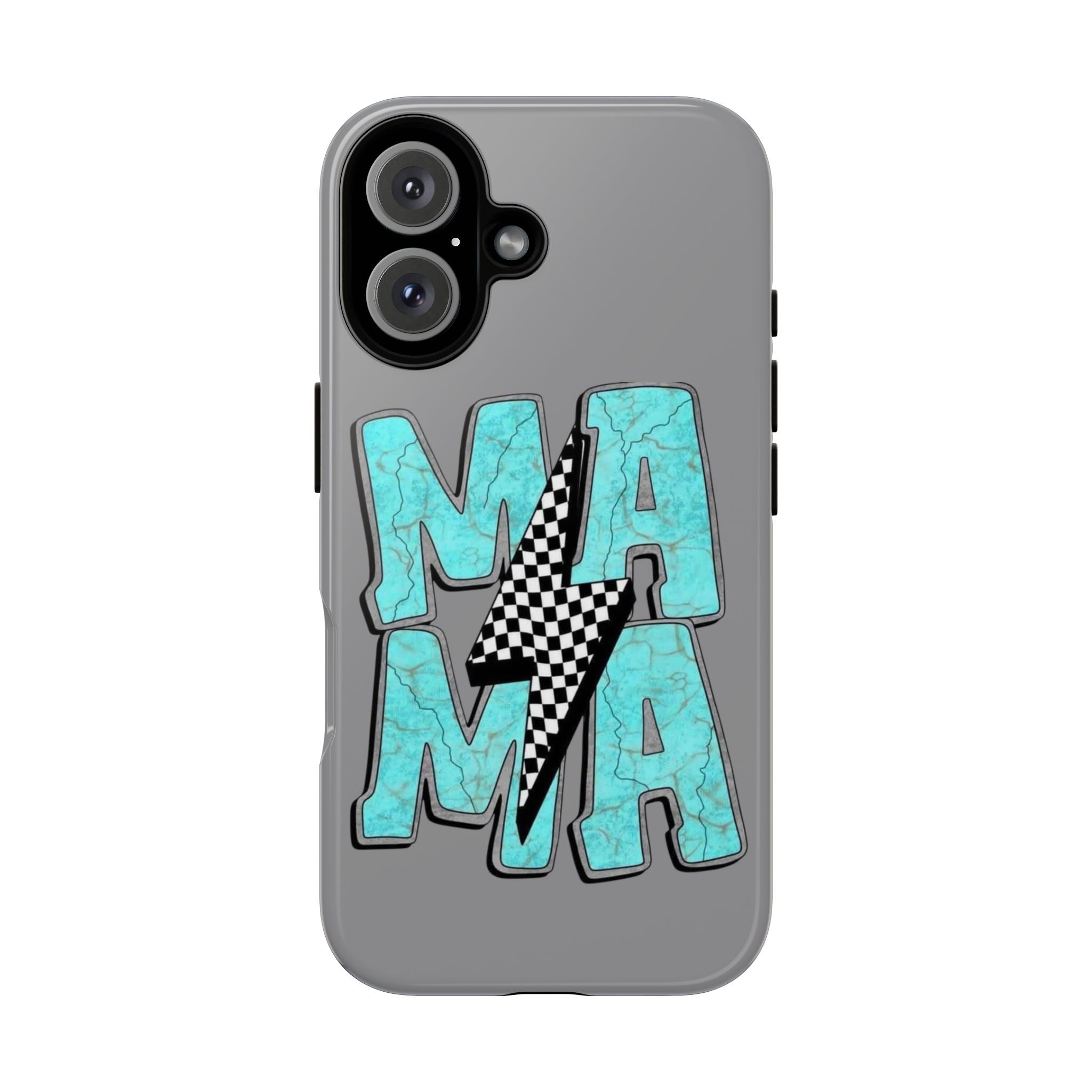 Mama Lightning Phone Case — Turquoise Marble MAMA Design, Protective iPhone Case for Moms