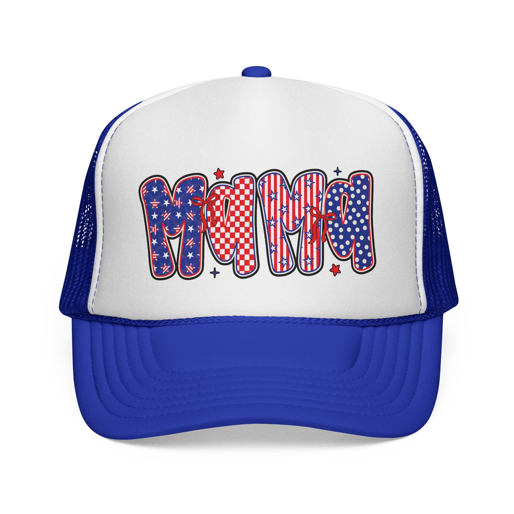 Patriotic Mama Trucker Cap – Red White & Blue Fourth of July Mesh Hat