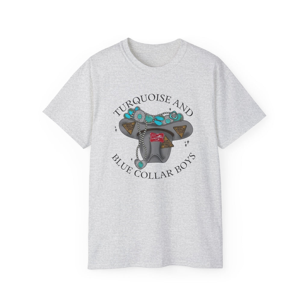 Turquoise and Blue Collar Boys Tee — Western Hat & Turquoise Jewelry Graphic Shirt