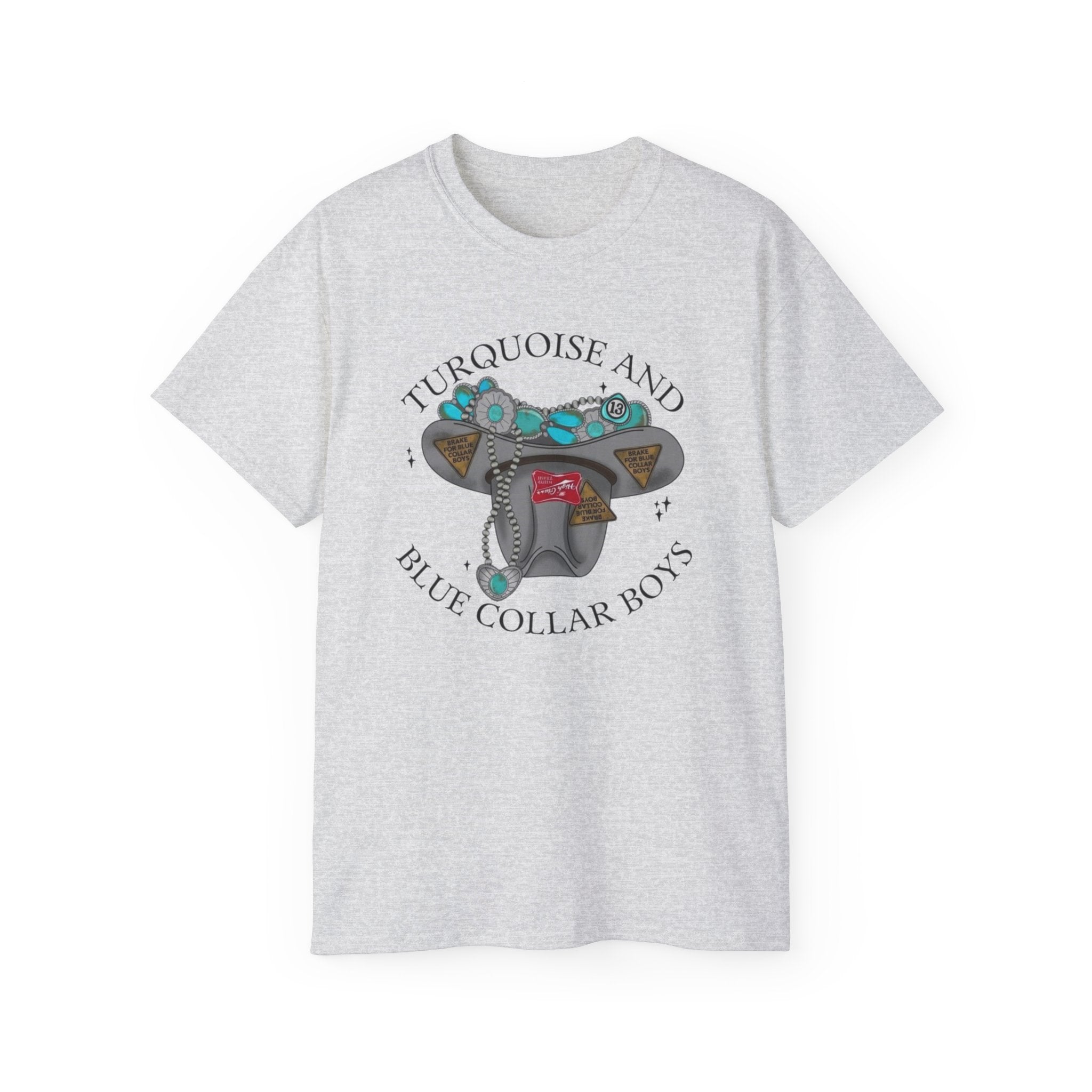 Turquoise and Blue Collar Boys Tee — Western Hat & Turquoise Jewelry Graphic Shirt