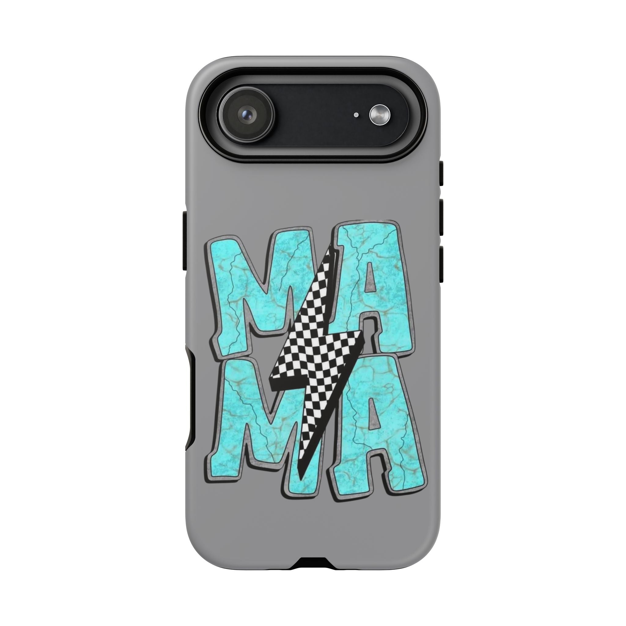 Mama Lightning Phone Case — Turquoise Marble MAMA Design, Protective iPhone Case for Moms