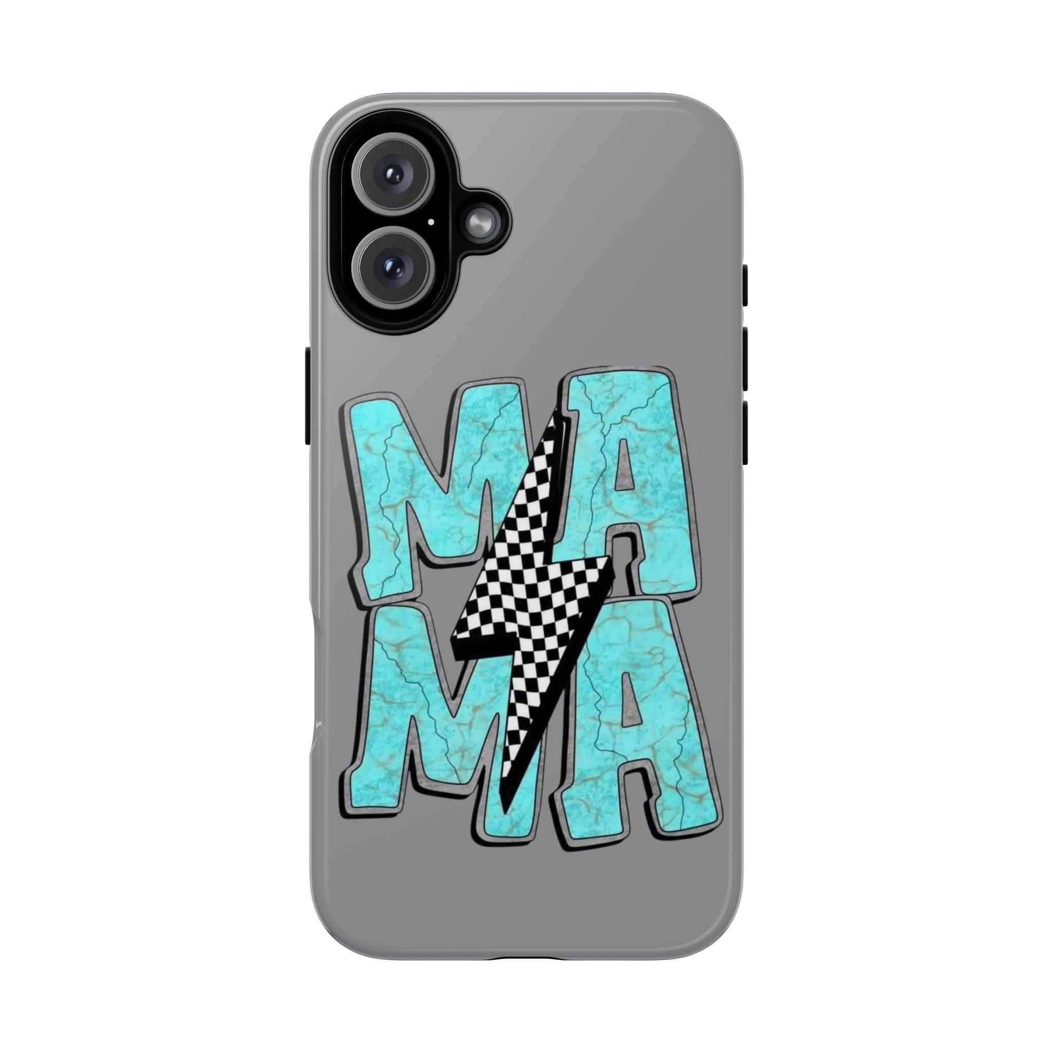 Mama Lightning Phone Case — Turquoise Marble MAMA Design, Protective iPhone Case for Moms