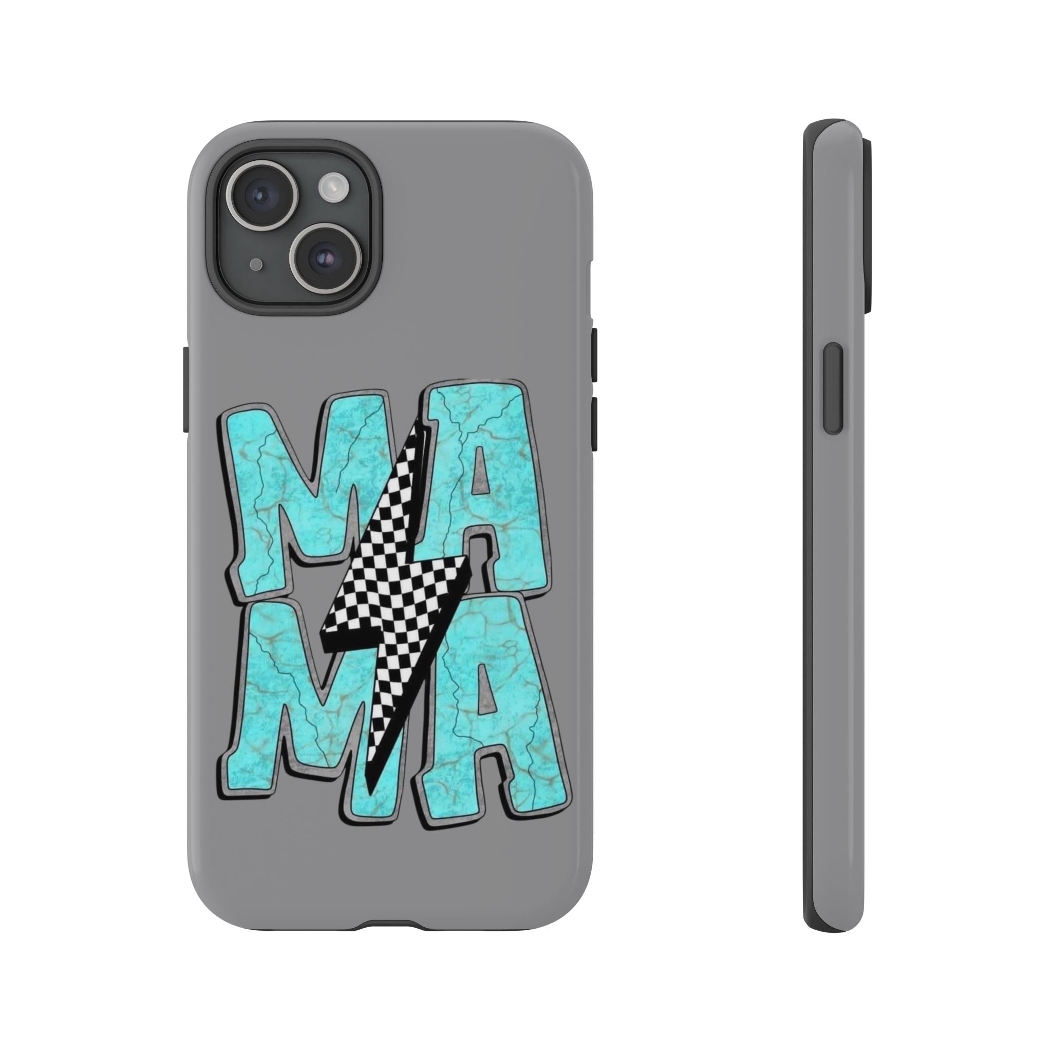 Mama Lightning Phone Case — Turquoise Marble MAMA Design, Protective iPhone Case for Moms